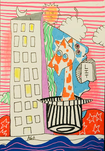 Original Made-to-Order postcard by Aaron Gilbert Arnold - 4.5x6.5 Inches Mixed Media On Paper.